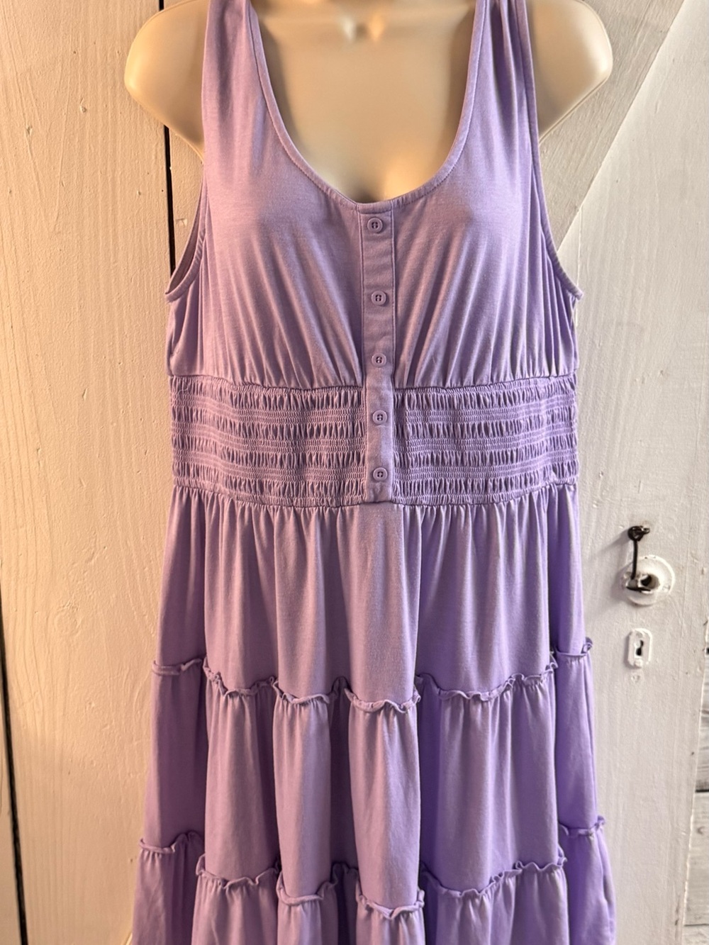 Women’s Large mini Lavender Tiered Button-Front Dress